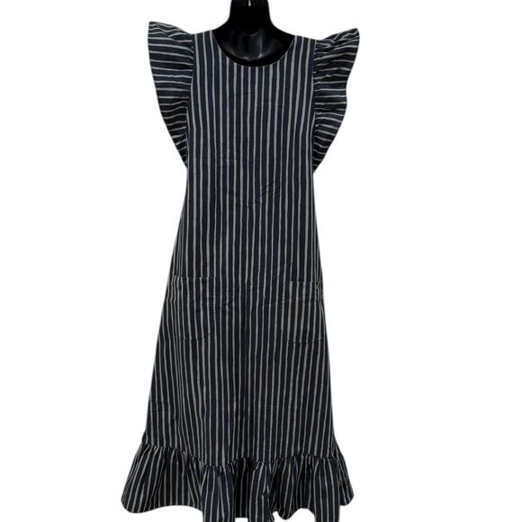 Vintage Marimekko Striped Pinafore Apron Reversible Maxi Dress - Picture 3 of 9